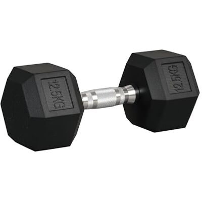 HOMCOM 12.5KG Single Rubber Hex Dumbbell Portable Hand Weights for Home Gym HOMCOM 12.5KG Single Rubber Hex Dumbbell Portable Hand Weights for Home Gym