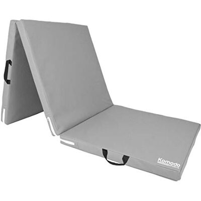 Komodo Tri Folding Yoga Mat 6ft Padded Pilates Floor (Grey) Komodo Tri Folding Yoga Mat 6ft Padded Pilates Floor (Grey)