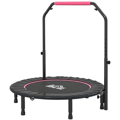 HOMCOM 45" Foldable Mini Trampoline Rebounder with Handle, Pink HOMCOM 45" Foldable Mini Trampoline Rebounder with Handle, Pink