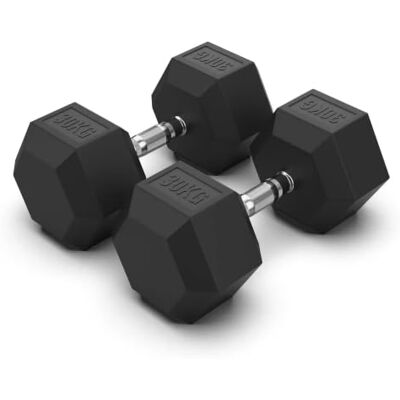 GYMSETS FITNESS Hex-Shaped Dumbbell Pairs, 2 × 30kg (60kg) GYMSETS FITNESS Hex-Shaped Dumbbell Pairs, 2 × 30kg (60kg)