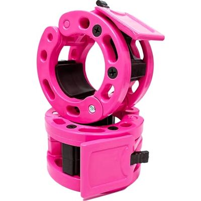 Clout Fitness Olympic Barbell Clamps Collars Quick Release Pair of Locking Weight Clips Fit 2 Inch Barbell for Weightlifting Pink Clout Fitness Olympic Barbell Clamps Collars Quick Release Pair of Locking Weight Clips Fit 2 Inch Barbell for Weightlifting Pink