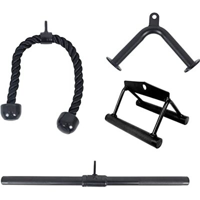 Fitvids BalanceFrom Powergainz Tricep Press Down Cable Attachment, LAT Pulldown Attachment, Weight Machine Accessories, V Handle Tricep Rope, Rotating Bar, V-Shaped Bar Black Fitvids BalanceFrom Powergainz Tricep Press Down Cable Attachment, LAT Pulldown Attachment, Weight Machine Accessories, V Handle Tricep Rope, Rotating Bar, V-Shaped Bar Black