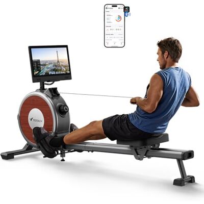 MERACH Rowing Machine for Home Gym, Magnetic Rower with 16 Levels of Quiet Resistance, Dual Slide Rails, 158 kg Weight Capacity, App Compatible (15.6 Inch HD Screen) MERACH Rowing Machine for Home Gym, Magnetic Rower with 16 Levels of Quiet Resistance, Dual Slide Rails, 158 kg Weight Capacity, App Compatible (15.6 Inch HD Screen)