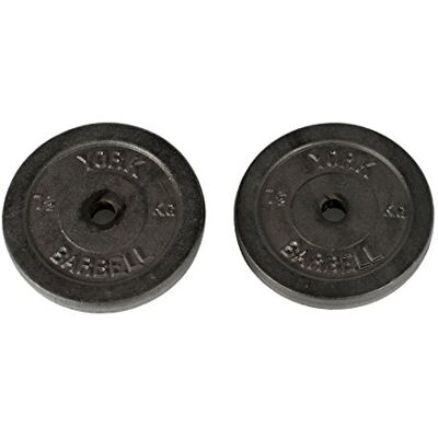 York Fitness Cast Iron Discs, Black, 2 x 7.5kg York Fitness Cast Iron Discs, Black, 2 x 7.5kg
