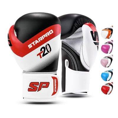 Starpro Kids Boxing Gloves with Wrist Strap for Training & Kickboxing Leather-look PU Boxing Gloves for Kids designed for lasting comfort during boxing and kickboxing training. Starpro Kids Boxing Gloves with Wrist Strap for Training & Kickboxing Leather-look PU Boxing Gloves for Kids designed for lasting comfort during boxing and kickboxing training.