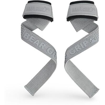 BEAR GRIP Lifting Straps Wrist Straps for Men and Women Grey BEAR GRIP Lifting Straps Wrist Straps for Men and Women Grey