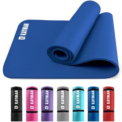 KAYMAN Exercise Yoga Mat Non Slip Blue, 183 x 60 cm Training & Workout Mat for Yoga, Pilates, Gymnastics, Stretching & Meditation Eco Friendly Exercise Mat for Home with Carrying Straps KAYMAN Exercise Yoga Mat Non Slip Blue, 183 x 60 cm Training & Workout Mat for Yoga, Pilates, Gymnastics, Stretching & Meditation Eco Friendly Exercise Mat for Home with Carrying Straps
