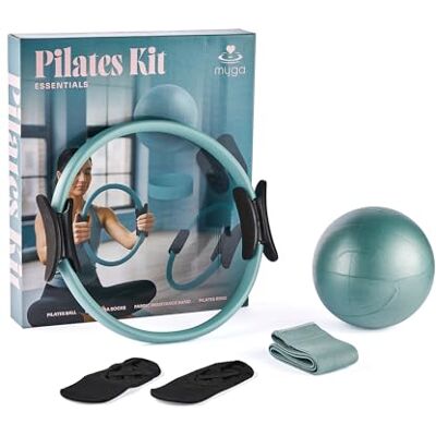 Myga Pilates Ring Set – 4-Piece Pilates Kit with Magic Circle, Anti-Burst Ball, Fabric Resistance Band & Non-Slip Grip Socks – Lightweight & Durable for Strength Training, Toning & Flexibility (Teal) Myga Pilates Ring Set – 4-Piece Pilates Kit with Magic Circle, Anti-Burst Ball, Fabric Resistance Band & Non-Slip Grip Socks – Lightweight & Durable for Strength Training, Toning & Flexibility (Teal)