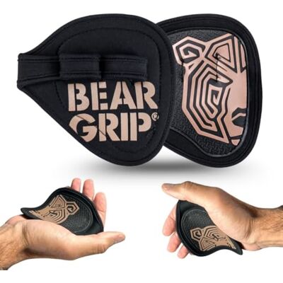 BEAR GRIP ® Neoprene Gym Gloves for Men & Women – Hygienic Alternative to Weight Lifting Gloves, Open-Hand Grips for Weight Lifting, Barbell & Dumbbell Workouts, Gym Grip Pads (Black-Rubber) BEAR GRIP ® Neoprene Gym Gloves for Men & Women – Hygienic Alternative to Weight Lifting Gloves, Open-Hand Grips for Weight Lifting, Barbell & Dumbbell Workouts, Gym Grip Pads (Black-Rubber)