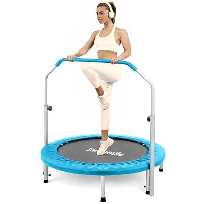 SereneLife Foldable Trampoline for Adults and Kids 91/102cm, Indoor Outdoor Mini Fitness Rebounder with Foam Handle, Compact Exercise Equipment for Home and Garden Workouts SereneLife Foldable Trampoline for Adults and Kids 91/102cm, Indoor Outdoor Mini Fitness Rebounder with Foam Handle, Compact Exercise Equipment for Home and Garden Workouts
