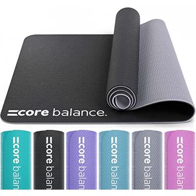 Balance TPE Gymnastics & Pilates Mat Non-Slip Yoga & Fitness Mat, 183cm x 65cm x 0.6cm (Jet Black) with Carry Strap Balance TPE Gymnastics & Pilates Mat Non-Slip Yoga & Fitness Mat, 183cm x 65cm x 0.6cm (Jet Black) with Carry Strap