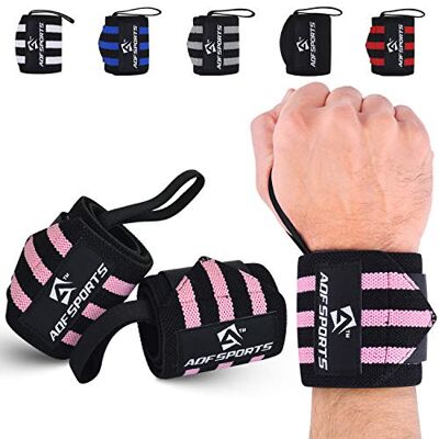 AQF 18” Wrist Wraps Supports Heavy Duty Weightlifting Gym Training Fist Straps with Thumb Loop (Pink & Back) AQF 18” Wrist Wraps Supports Heavy Duty Weightlifting Gym Training Fist Straps with Thumb Loop (Pink & Back)