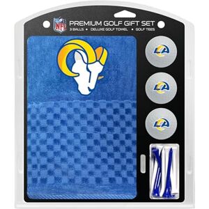 Team Golf NFL Los Angeles Rams Gift Set: Embroidered Golf Towel, 3 Golf Balls, and 14 Golf Tees 2-3/4" Regulation, Tri-Fold Towel 16" x 22" & 100% Cotton Team Golf NFL Los Angeles Rams Gift Set: Embroidered Golf Towel, 3 Golf Balls, and 14 Golf Tees 2-3/4" Regulation, Tri-Fold Towel 16" x 22" & 100% Cotton