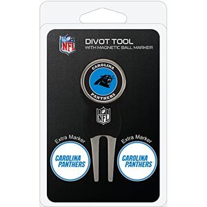 Team Golf NFL Carolina Panthers Divot Tool Pack With 3 Golf Ball Markers Divot Tool with 3 Golf Ball Markers Pack, Markers are Removable Magnetic Double-Sided Enamel Team Golf NFL Carolina Panthers Divot Tool Pack With 3 Golf Ball Markers Divot Tool with 3 Golf Ball Markers Pack, Markers are Removable Magnetic Double-Sided Enamel