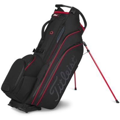 Titleist Hybrid 14 StaDry Golf Bag, Black/Black/Red Titleist Hybrid 14 StaDry Golf Bag, Black/Black/Red