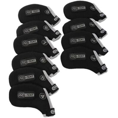 Pro-Tekt Neoprene 10 Piece Velcro Golf Club Iron Headcover Set – Left Handed, Black/Silver, 1214-LH Pro-Tekt Neoprene 10 Piece Velcro Golf Club Iron Headcover Set – Left Handed, Black/Silver, 1214-LH