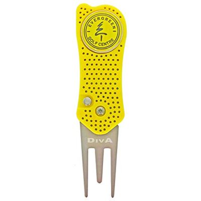Twisted Frog DivA Aero ST Auto-Open Golf Divot Repair Tool and Ball Marker Yellow Twisted Frog DivA Aero ST Auto-Open Golf Divot Repair Tool and Ball Marker Yellow
