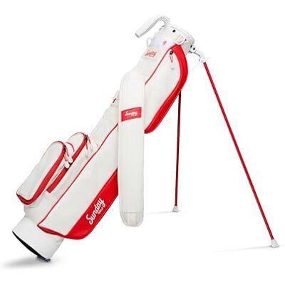 Sunday Golf Loma Bag Lightweight Bag with Strap and Stand – Easy to Carry Golf Bag – Golf Stand Bag for The Driving Range, Par 3 and Executive Courses, 31 Inches Tall (Red/Off White) Sunday Golf Loma Bag Lightweight Bag with Strap and Stand – Easy to Carry Golf Bag – Golf Stand Bag for The Driving Range, Par 3 and Executive Courses, 31 Inches Tall (Red/Off White)