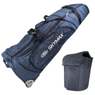SkyMax Deluxe Padded Wheeled Golf Travel Cover – Heavy Duty Golf Flight Bag with Wheels, Foam Padding & Compression Straps SkyMax Deluxe Padded Wheeled Golf Travel Cover – Heavy Duty Golf Flight Bag with Wheels, Foam Padding & Compression Straps