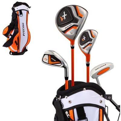 Precise Distinctive Left Handed Junior Golf Club Set for Age 3 to 5 ( Height 3' to 3'8" ) , Left Handed Only, Set Includes: Driver (15" ), Hybrid Wood (22*), #7 Iron, Putter, Bonus Stand Bag & 2 Headcovers Precise Distinctive Left Handed Junior Golf Club Set for Age 3 to 5 ( Height 3' to 3'8" ) , Left Handed Only, Set Includes: Driver (15" ), Hybrid Wood (22*), #7 Iron, Putter, Bonus Stand Bag & 2 Headcovers