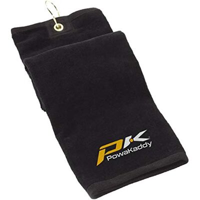 PowaKaddy Unisex Tri-fold Brass Hook Compact Bag Golf Towel PowaKaddy Unisex Tri-fold Brass Hook Compact Bag Golf Towel