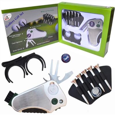 Swiss Ascent GOLFER’S BEST GOLF GIFT SET: Tool Stroke Counter, Divot Tool Repair, Brush, Ball Marker, Cleat Tightener, Club Groove Cleaner Belt Tee Holder Tees Belt Ball Holder Gift Idea For Men Women Swiss Ascent GOLFER’S BEST GOLF GIFT SET: Tool Stroke Counter, Divot Tool Repair, Brush, Ball Marker, Cleat Tightener, Club Groove Cleaner Belt Tee Holder Tees Belt Ball Holder Gift Idea For Men Women