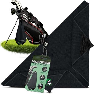 Caddie Up Microfibre Golf Towel with Integrated Brush, Golf Ball Cleaner Pouch Pocket, Strong Magnetic Attachment, and Carabiner Clip Tour Black, Fairway Green or Storm Grey Towels (Tour Black) Caddie Up Microfibre Golf Towel with Integrated Brush, Golf Ball Cleaner Pouch Pocket, Strong Magnetic Attachment, and Carabiner Clip Tour Black, Fairway Green or Storm Grey Towels (Tour Black)