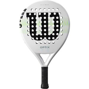 Wilson Optix V1 Padel Racket, Made with a Fiberglass Structure and Soft Foam, Circular Design and Precision Hole Technology, Colour: White, Size: 2 Wilson Optix V1 Padel Racket, Made with a Fiberglass Structure and Soft Foam, Circular Design and Precision Hole Technology, Colour: White, Size: 2