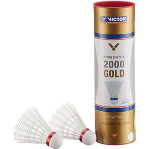 VICTOR Nylon Shuttlecock Shuttle 2000 6per Can, White / Red VICTOR Nylon Shuttlecock Shuttle 2000 6per Can, White / Red