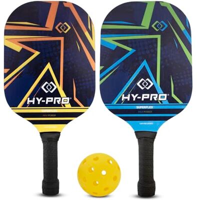 Hy-Pro Pickleball Set Includes 2 Lightweight Pickleball Paddles with Cushioned Grip, 1 Ball and Carry Bag, Ideal for Indoor and Outdoor Games Hy-Pro Pickleball Set Includes 2 Lightweight Pickleball Paddles with Cushioned Grip, 1 Ball and Carry Bag, Ideal for Indoor and Outdoor Games