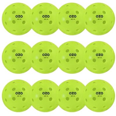 OZO Pickleball Set of 12 Outdoor Balls, 40 holes, Rotational Mould OZO Pickleball Set of 12 Outdoor Balls, 40 holes, Rotational Mould