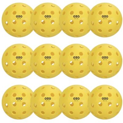 OZO Pickleball Set of 12 Outdoor Balls, 40 holes, Injection Mould OZO Pickleball Set of 12 Outdoor Balls, 40 holes, Injection Mould