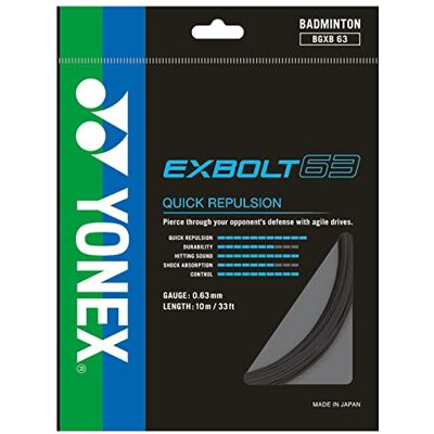YONEX Exbolt 63 Badminton String 0.63mm Black YONEX Exbolt 63 Badminton String 0.63mm Black