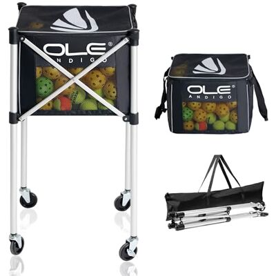 OLE ANDIGO Tennis Hopper Pickleball Ball Cart with Wheels, Holds 180 Pickleballs Lightweight wheeled cart holds 180 pickleballs or 210 tennis balls for training and travel. OLE ANDIGO Tennis Hopper Pickleball Ball Cart with Wheels, Holds 180 Pickleballs Lightweight wheeled cart holds 180 pickleballs or 210 tennis balls for training and travel.