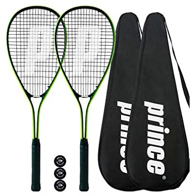 Prince Power Ti Squash Rackets Set of 2 + Covers + 3 Squash Balls (Multiple Options) Prince Power Ti Squash Rackets Set of 2 + Covers + 3 Squash Balls (Multiple Options)