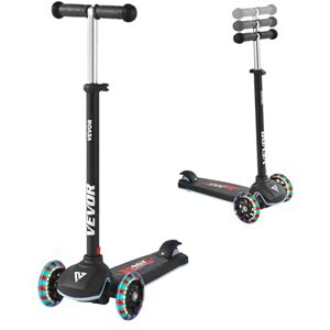 VEVOR Kick Scooter for Kids Ages 3+, 3-Wheel Toddler Scooter with Light-Up Wheels, Adjustable Height Handlebar, Wide Anti-Slip Deck, Lightweight Aluminum Frame for Boys & Girls up to 165 lbs, Black VEVOR Kick Scooter for Kids Ages 3+, 3-Wheel Toddler Scooter with Light-Up Wheels, Adjustable Height Handlebar, Wide Anti-Slip Deck, Lightweight Aluminum Frame for Boys & Girls up to 165 lbs, Black