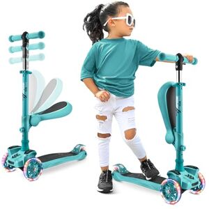Hurtle 3-Wheeled Scooter for Kids, Boys & Girls, Ages 2-12, Foldable Kick Scooter with Flip-able Seat, Flashing Lights, Height Adjustable, Teal Hurtle 3-Wheeled Scooter for Kids, Boys & Girls, Ages 2-12, Foldable Kick Scooter with Flip-able Seat, Flashing Lights, Height Adjustable, Teal