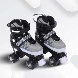 Endless EL1029 Adjustable Roller Skates Medium Size 34 EUR (UK 1.5) 38 EUR (UK 5) for 6 to 12 Years Black Strong Chassis and 70 mm PU Four Flashing Wheels ABEC 7 Bearings Indoor and Outdoor Use Endless EL1029 Adjustable Roller Skates Medium Size 34 EUR (UK 1.5) 38 EUR (UK 5) for 6 to 12 Years Black Strong Chassis and 70 mm PU Four Flashing Wheels ABEC 7 Bearings Indoor and Outdoor Use