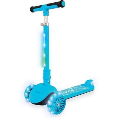 ZINC 3 Wheel Folding Led Shine Scooter for Kids, Light Up Stem with 20 Light Functions, Folding, Non-Slip Grips, Adjustable Handlebar, Blue ZINC 3 Wheel Folding Led Shine Scooter for Kids, Light Up Stem with 20 Light Functions, Folding, Non-Slip Grips, Adjustable Handlebar, Blue