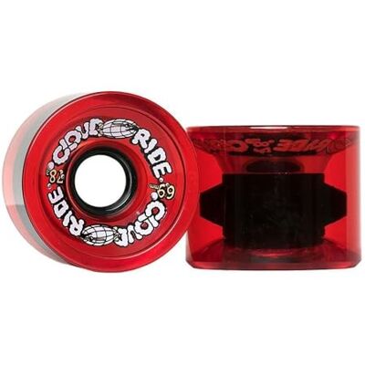 Cloud Ride! Wheels Cruiser 69mm 78A Longboard Wheels, Clear Red Cloud Ride! Wheels Cruiser 69mm 78A Longboard Wheels, Clear Red