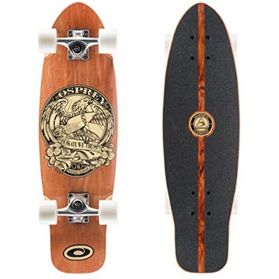 Osprey Twin Top Longboard, Canadian Maple Deck Longboard Skateboard for Boys and Girls, Multiple Colours,27.75 Inch, In Skate We Trust, Brown Osprey Twin Top Longboard, Canadian Maple Deck Longboard Skateboard for Boys and Girls, Multiple Colours,27.75 Inch, In Skate We Trust, Brown