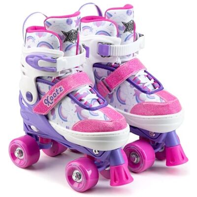 Xootz Semi Soft Stardust Skates, Kids Adjustable Roller Skates, Glitter Print Quad Skates with PVC Wheels, High Impact PP Boot, 608Z Bearings, Girls Boys Roller Skates for Ages 5+ Xootz Semi Soft Stardust Skates, Kids Adjustable Roller Skates, Glitter Print Quad Skates with PVC Wheels, High Impact PP Boot, 608Z Bearings, Girls Boys Roller Skates for Ages 5+