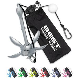 Best Marine and Outdoors Best Marine Kayak Anchor with 12m Rope. Premium 1.6kg Folding Anchor Accessories for Fishing Kayaks, Canoe, Jet Ski, SUP Paddle Board and Small Boats. Grapnel Anchors Trolley Kit Accessory Best Marine and Outdoors Best Marine Kayak Anchor with 12m Rope. Premium 1.6kg Folding Anchor Accessories for Fishing Kayaks, Canoe, Jet Ski, SUP Paddle Board and Small Boats. Grapnel Anchors Trolley Kit Accessory