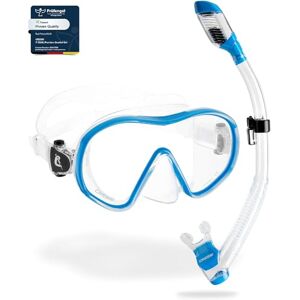 Cressi F-Dual + Supernova Dry Combo Unisex Diving Mask F-Dual rimless and Dry Snorkel for Snorkelling and Scuba Diving, Colour Clear/Blue, One Size Cressi F-Dual + Supernova Dry Combo Unisex Diving Mask F-Dual rimless and Dry Snorkel for Snorkelling and Scuba Diving, Colour Clear/Blue, One Size