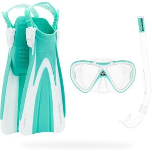 Cressi Seashell Seekers Snorkelling Set for Children with Short Fins, Anti-Fog Tempered Glass Mask and Ergonomic Dry Snorkel for Sea and Pool Use, Aqua Green/White, S/M (2/7 Years) Cressi Seashell Seekers Snorkelling Set for Children with Short Fins, Anti-Fog Tempered Glass Mask and Ergonomic Dry Snorkel for Sea and Pool Use, Aqua Green/White, S/M (2/7 Years)