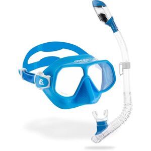 CRESSI Rombo + Mini Dry Combo Azure Clear/Azure Junior Combo Set, Mask Rombo and Mini Dry Snorkel, Transparent/Azure, One Size CRESSI Rombo + Mini Dry Combo Azure Clear/Azure Junior Combo Set, Mask Rombo and Mini Dry Snorkel, Transparent/Azure, One Size