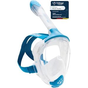 Cressi Java Full Face Mask Clear/Blue L/XL-Full Face Snorkel Mask, Ultra Clear Anti Fog Lens, 100% Silicone, Snorkel Dry with Safety Valves, Transparent/Blue, L/XL Cressi Java Full Face Mask Clear/Blue L/XL-Full Face Snorkel Mask, Ultra Clear Anti Fog Lens, 100% Silicone, Snorkel Dry with Safety Valves, Transparent/Blue, L/XL