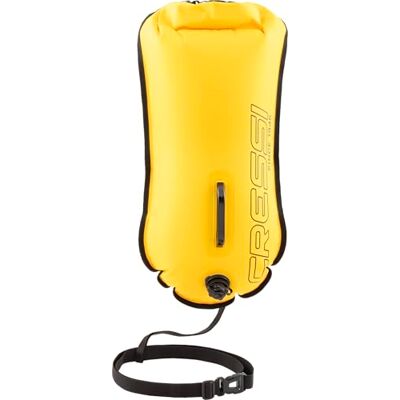 CRESSI Glide Pro Swim Buoy 28 L, Yellow High-Visibility Tow Float for Open Water Swimming Waterproof Tow Float Dry Bag Compartment Quick-Release Waist Strap as Swimming Aid for Adults CRESSI Glide Pro Swim Buoy 28 L, Yellow High-Visibility Tow Float for Open Water Swimming Waterproof Tow Float Dry Bag Compartment Quick-Release Waist Strap as Swimming Aid for Adults
