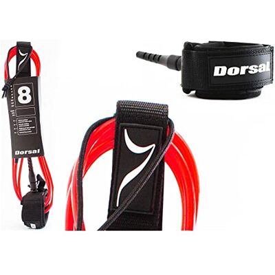 DORSAL Surf Leash for Surfboard Longboard SUP Leg Rope 6' Red DORSAL Surf Leash for Surfboard Longboard SUP Leg Rope 6' Red