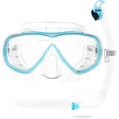 Cressi Estrella + Seal Dry Combo Clear/Aquamarine Adult Combo Set Estrella Mask and Innovative Seal Dry Snorkel, perfect for Diving Snorkelling, Transparent/Aquamarine, One Size Cressi Estrella + Seal Dry Combo Clear/Aquamarine Adult Combo Set Estrella Mask and Innovative Seal Dry Snorkel, perfect for Diving Snorkelling, Transparent/Aquamarine, One Size